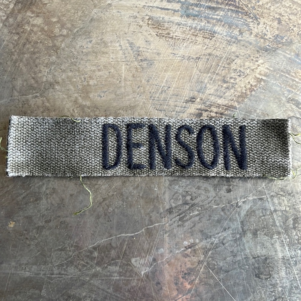 DENSON Embroidered Vintage ‘Army Green’ Military Name Tape Patch